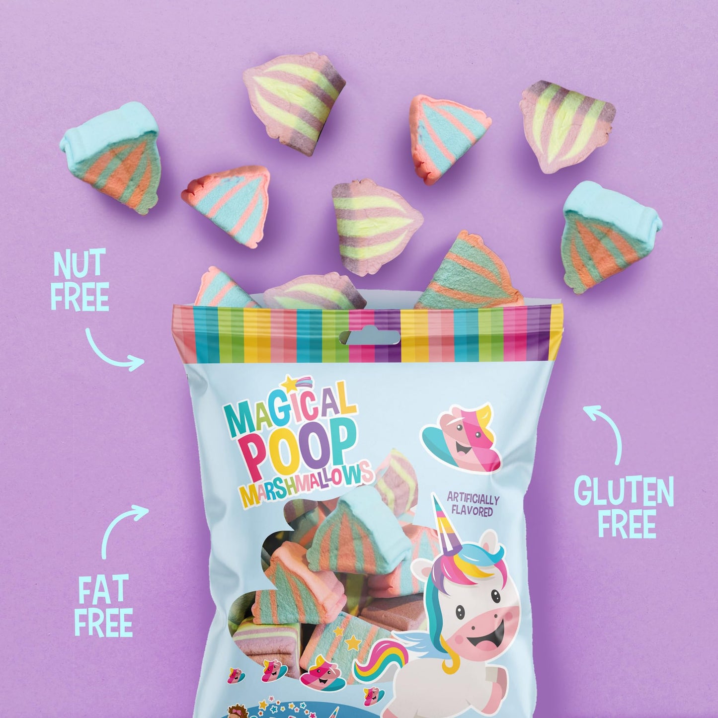 Sophiepops & Gumdrops Rainbow Marshmallow Candy, Non-Fat, Gluten Free, 12-Pack, 3.53oz