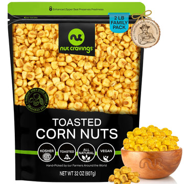 Nut Cravings - Toasted Corn Nuts, Roasted & Salted, Crunchy Kernels - Original Flavor (32Oz - 2 Lb) Packed Fresh In Resealable B