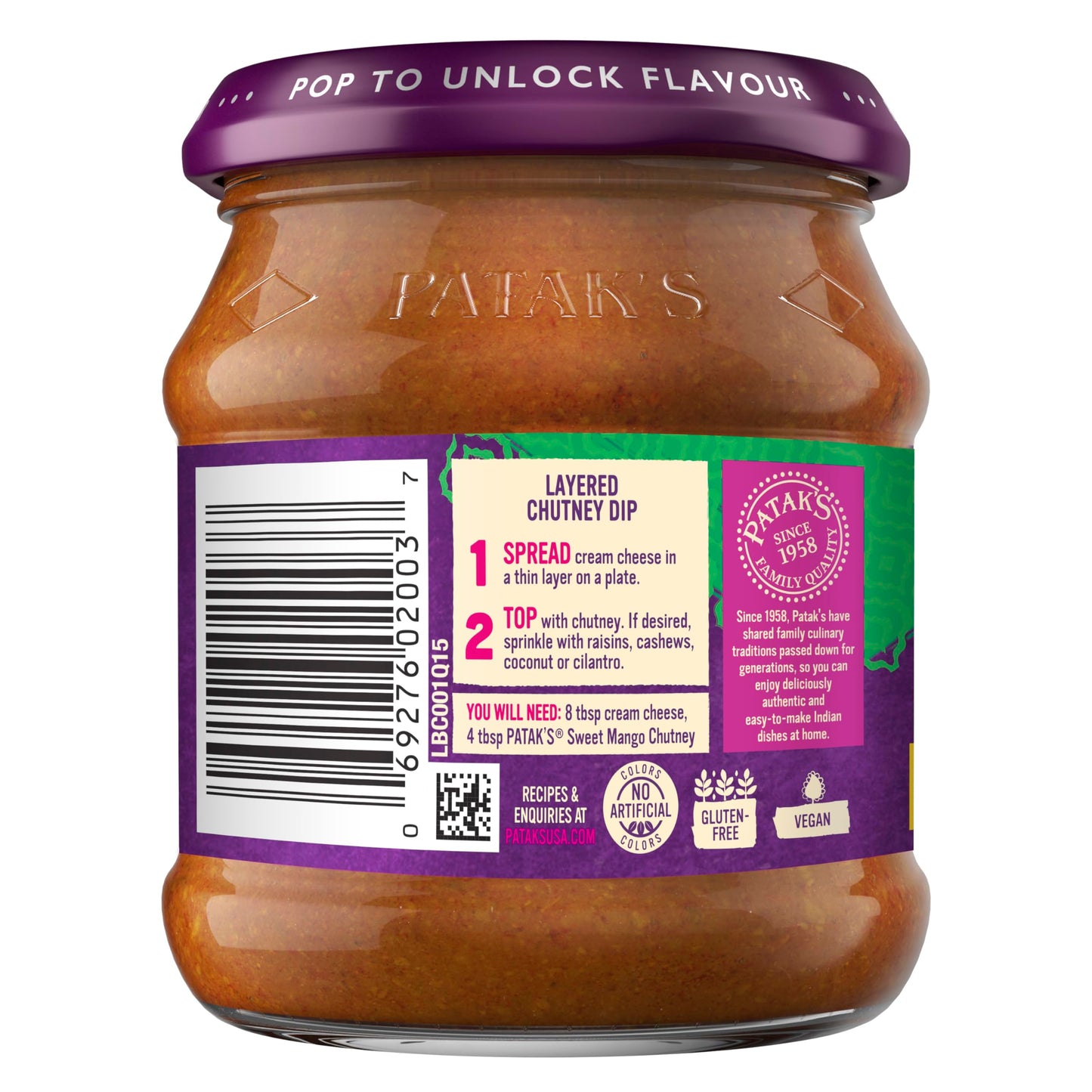 Patak'S Sweet Mango Chutney With Mild Mangos & Spices, No Artificial Flavors Or Colors, Gluten-Free, Vegetarian, 12 Ounce (Pack