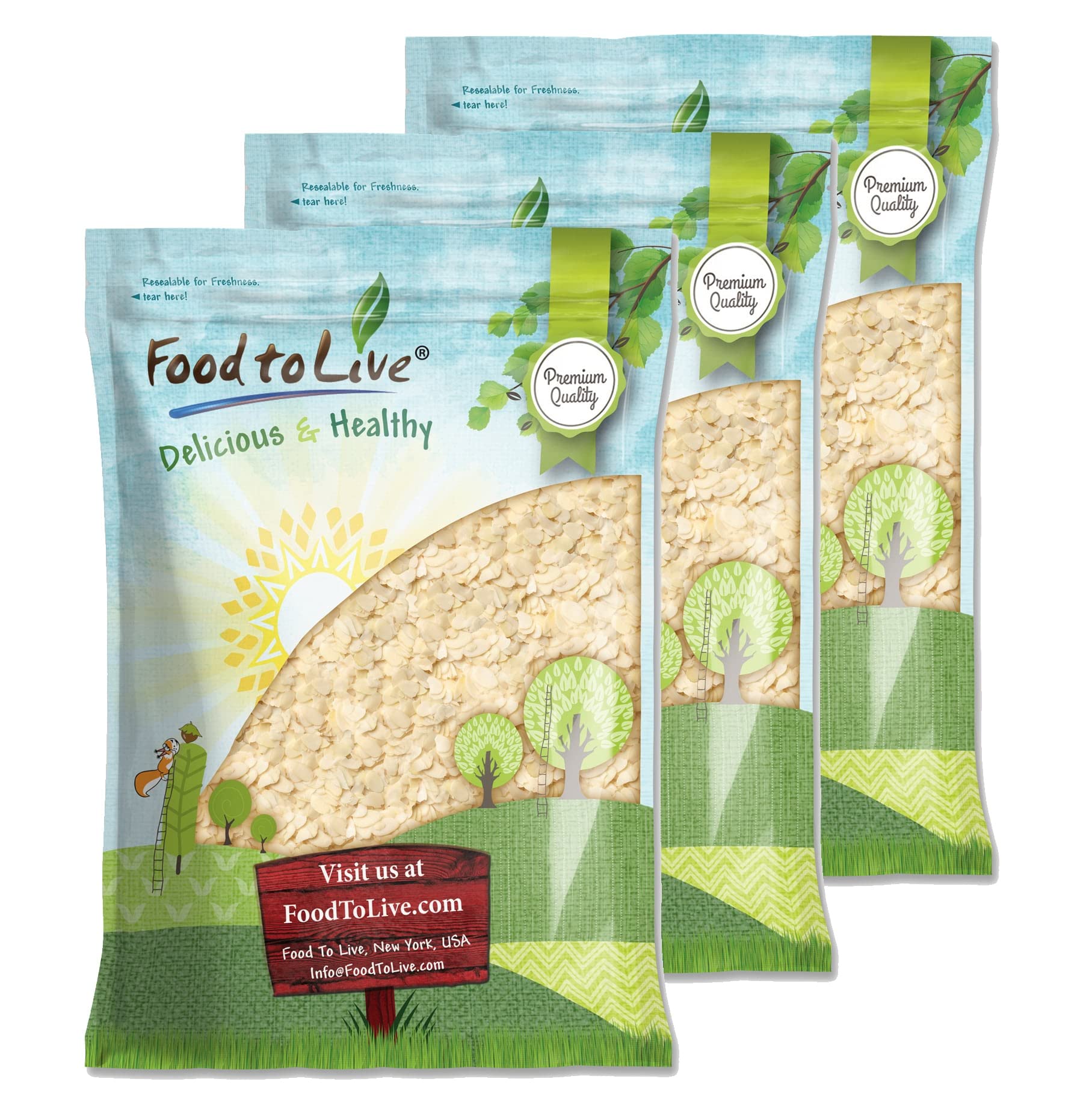 Food to Live Blanched Sliced Almonds, 18 Pounds - Thinly Sliced Raw Blanched Almonds, Vegan, Keto, Kosher, Bulk. High in Vitamin