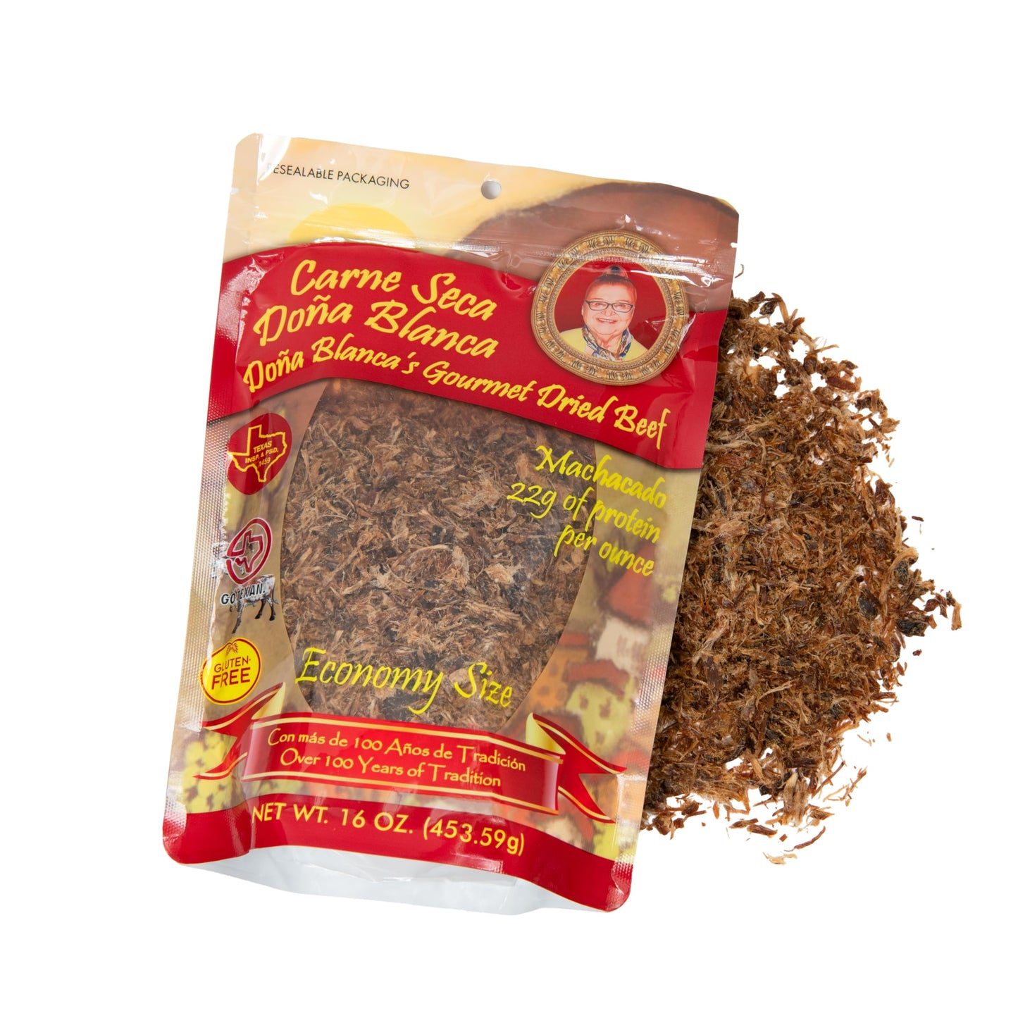 Carne Seca Doa Blanca 16 oz.- Carne Seca - Machacado - Machaca -Shredded Beef Jerky - Beef jerky chew - Kosher Sea Salt Low Sodi