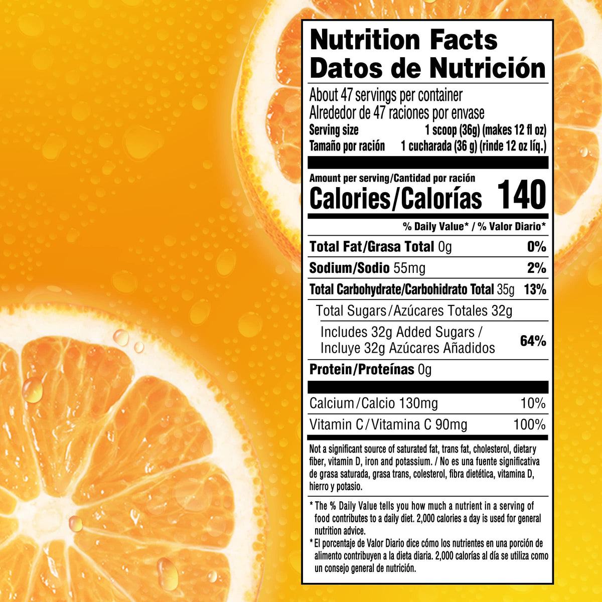 Tang Orange Naturally Flavored Powdered Soft Drink Mix, 2 Ct Pack, 58.9 Oz Canisters