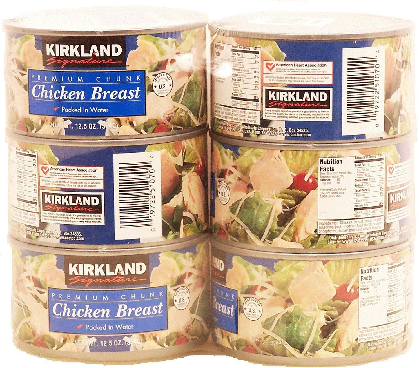 Kirkland Signature Premium Chunk Chicken Breast Packed In Water, 12.5 Ounce, 6 Count