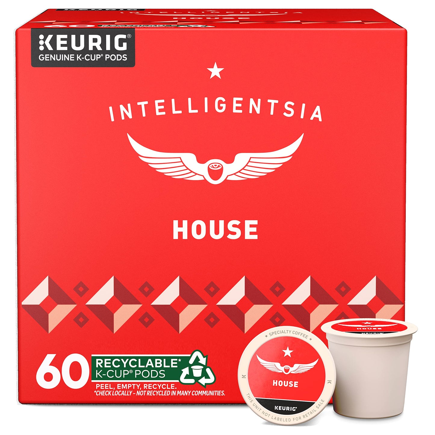 Intelligentsia Coffee Light Roast K-Cup Pods - 60 Count, Flavor Notes of Milk Chocolate, Mandarin, and Apple, House