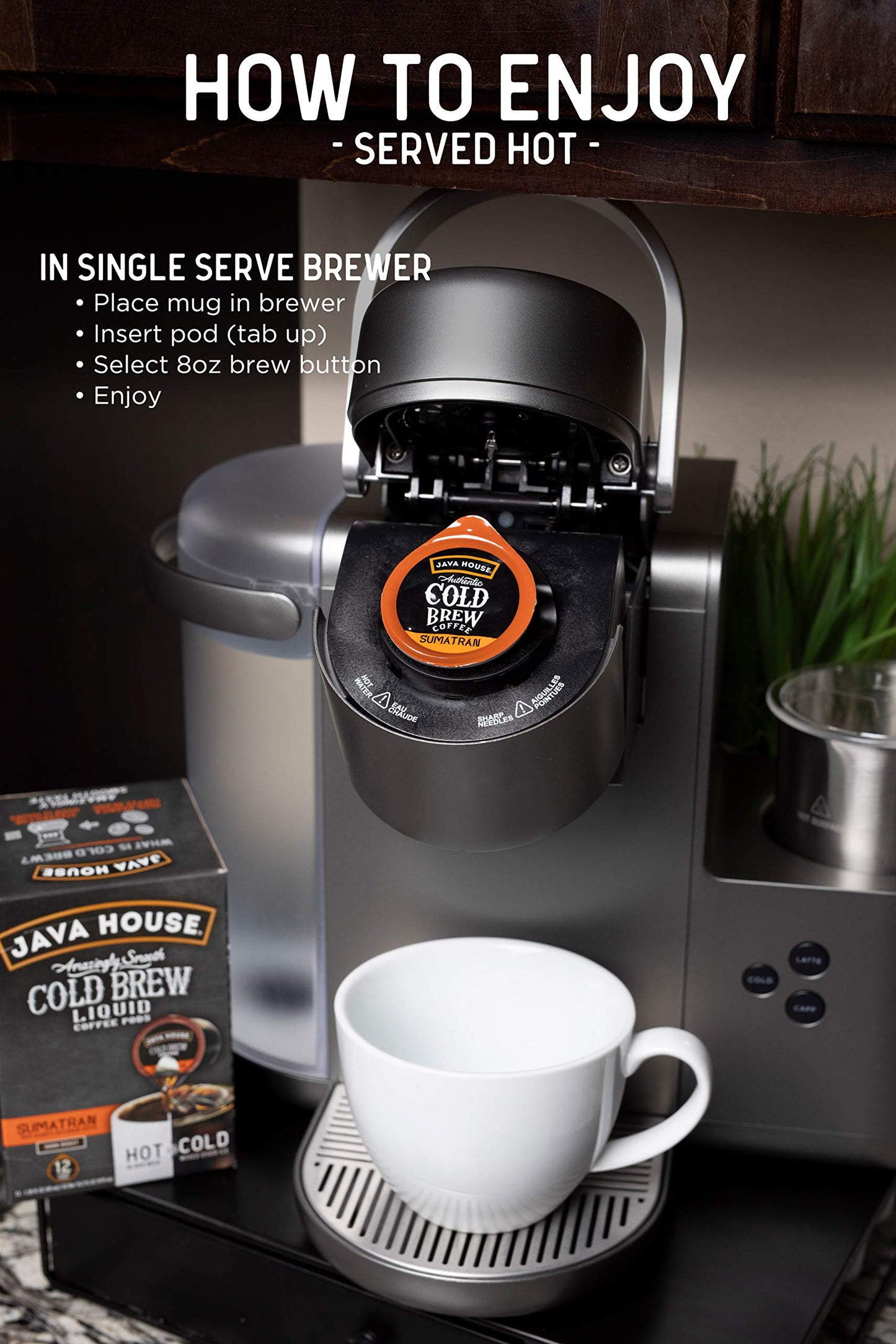 Java House Cold Brew Coffee, Sumatran Dark Roast Coffee Concentrate Liquid Pods, 6 Ct