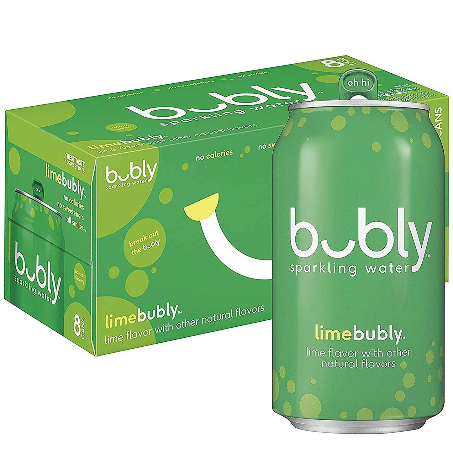 Bubly Sparkling Water, Lime, Zero Sugar & Zero Calories, Seltzer Water,12 Fl Oz Cans (Pack of 8)