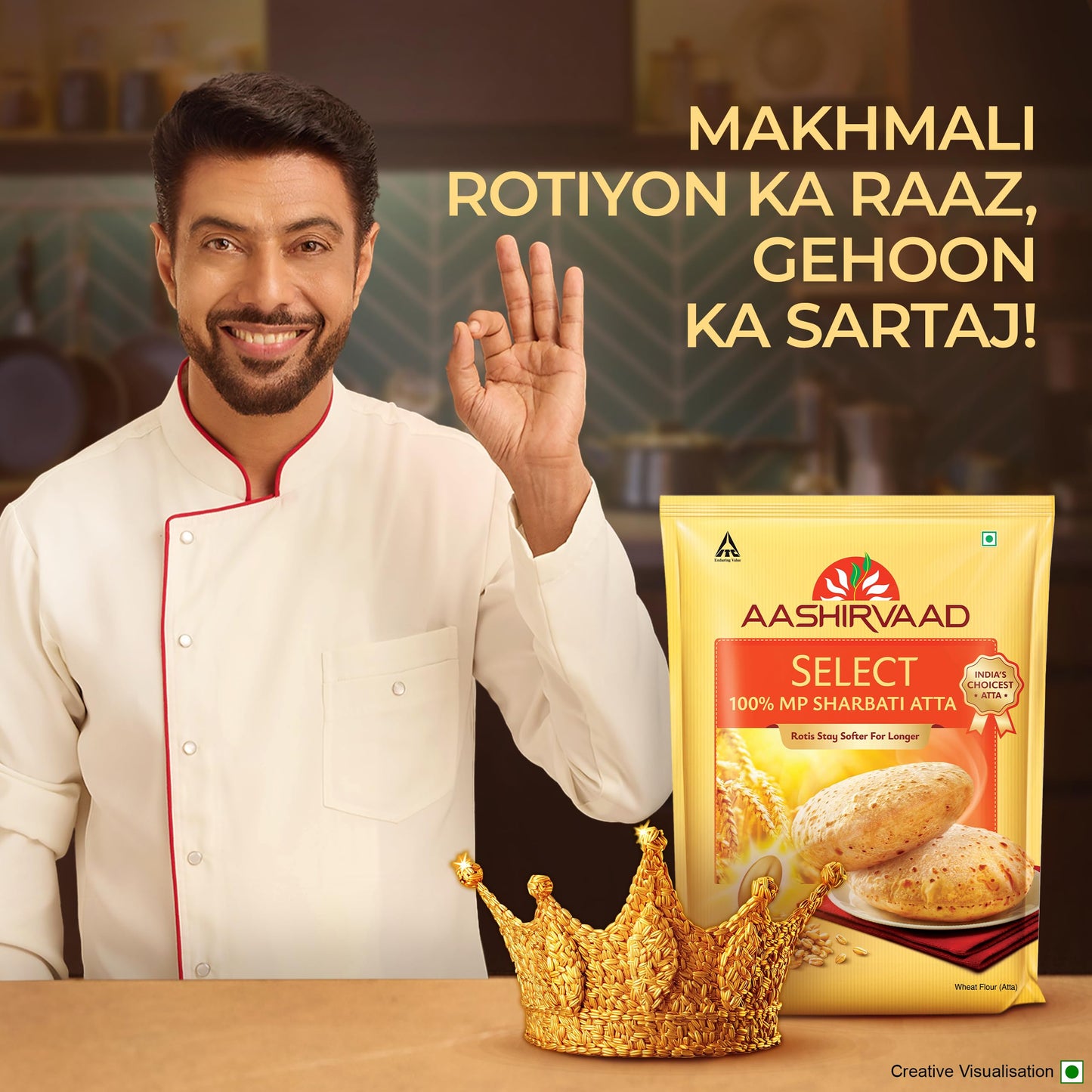Aashirvaad Select Whole Wheat Sharbati Atta, 11 Pound (5 KG), 160 Ounce, Ideal for Healthy Cooking