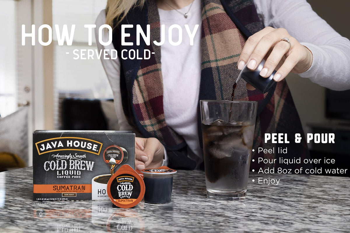 Java House Cold Brew Coffee Concentrate Single Serve Liquid Pods, Sumatran, 1.35 Fl Oz (Pack Of 48)