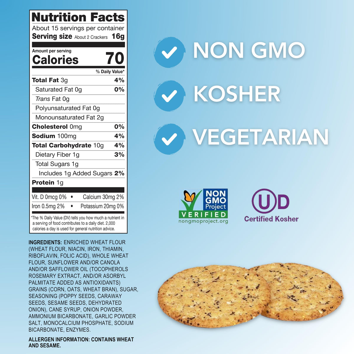 Milton'S Craft Bakers Gourmet Crackers Variety Bundle (Multi-Grain, Everything, Crispy Sea Salt) - Non-Gmo Project Verified, All
