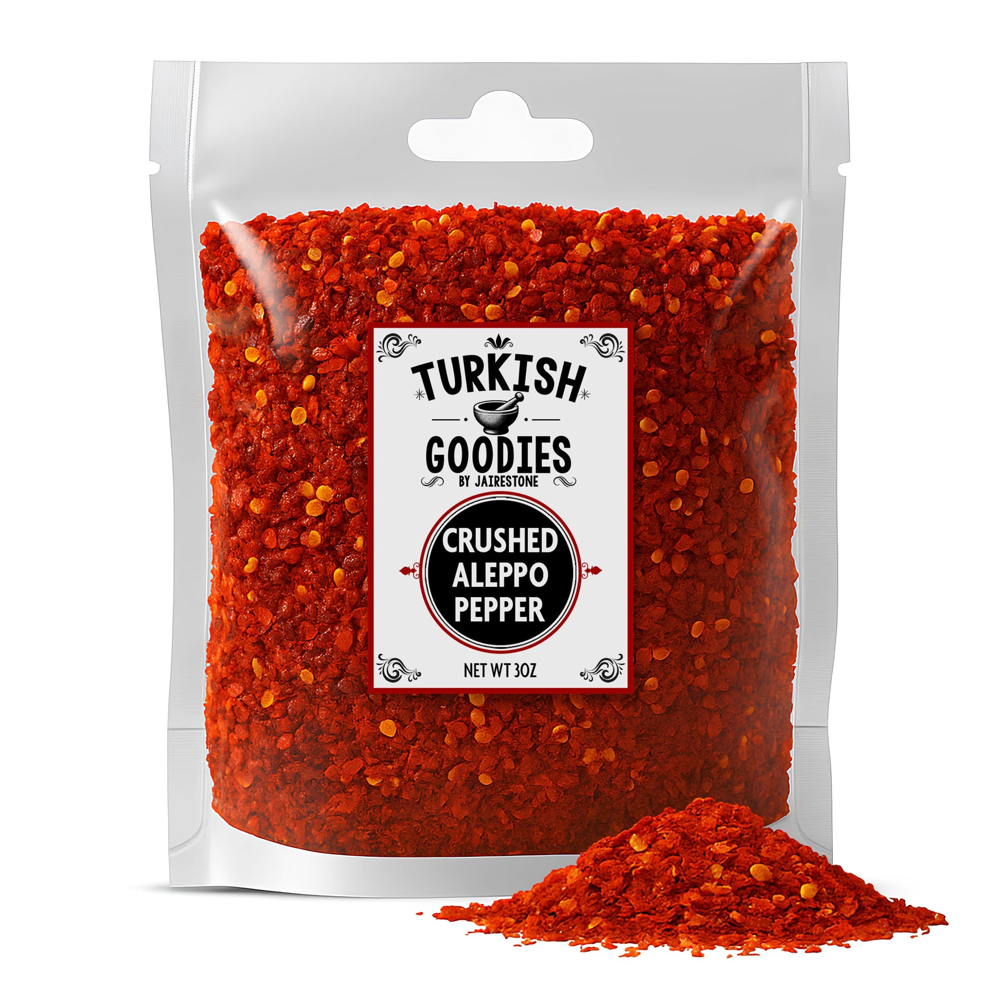 Turkish Goodies Aleppo Pepper - Turkish Red Chili Flakes, Mild Smoky Heat, 3oz Bag