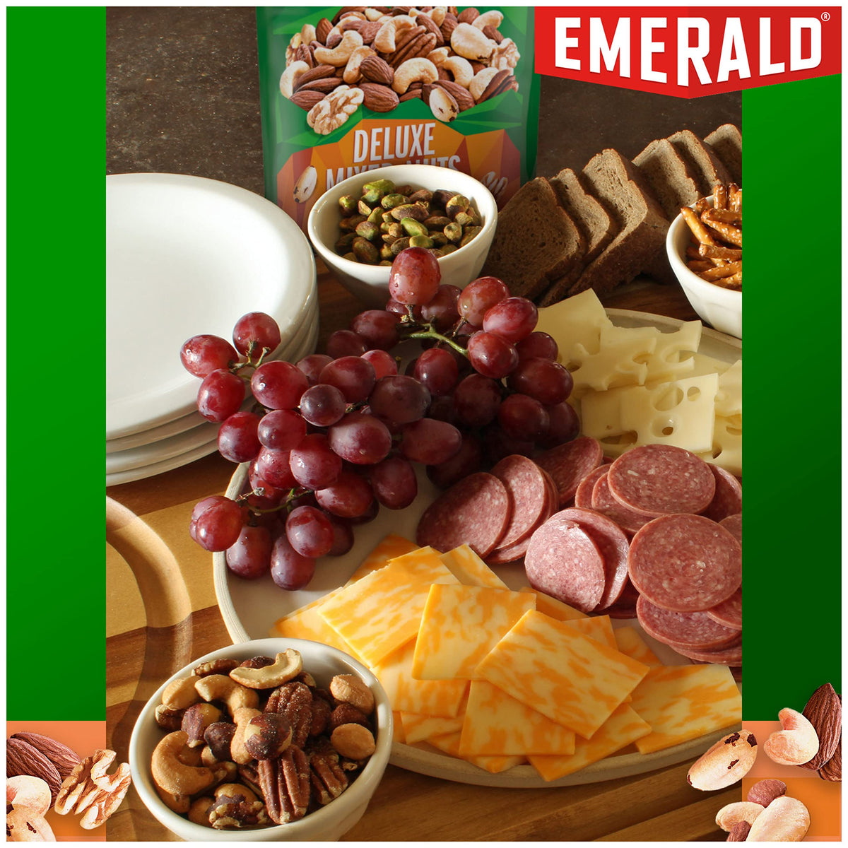 Emerald Nuts Deluxe Mixed Nuts (1-Pack), Features Roasted and Salted Nuts, Including Almonds, Cashews, Walnuts, Brazil Nuts and