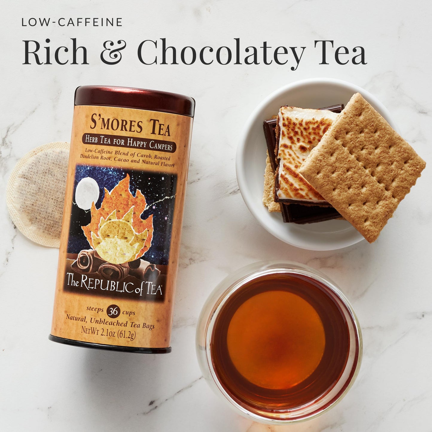 The Republic of Tea S’mores Herbal Chocolate Tea, 36 Low-Caffeine Tea Bags