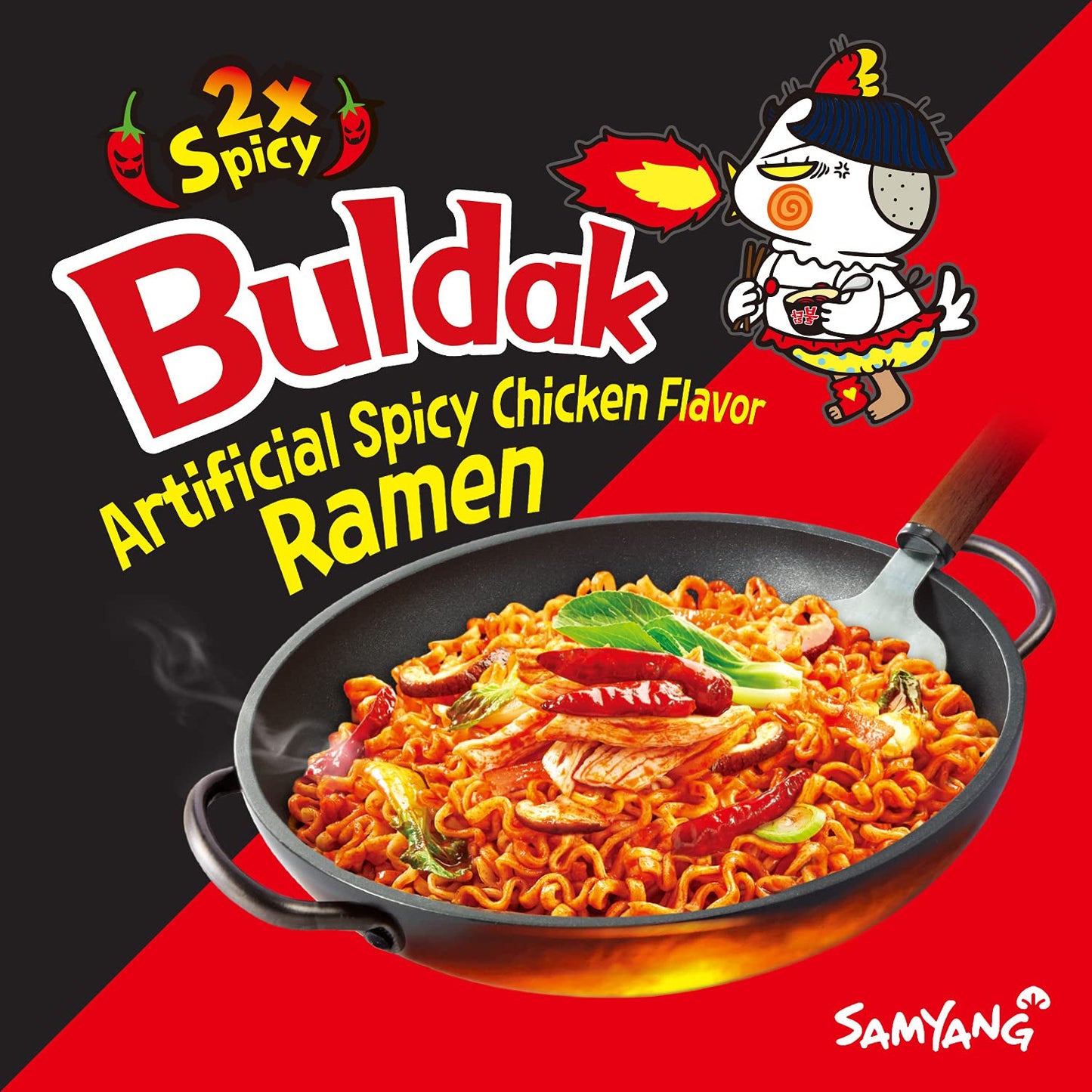 Samyang 2X Buldak (Korean) Hot Spicy Chicken Stir Fried Ramen 4.94 oz (Pack of 20)