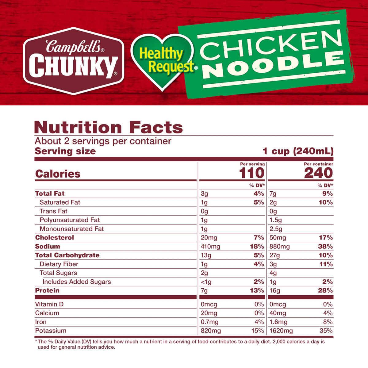 Campbells Chunky Healthy Request Chicken Noodle Soup, 18.6 oz Can (12 Pack)