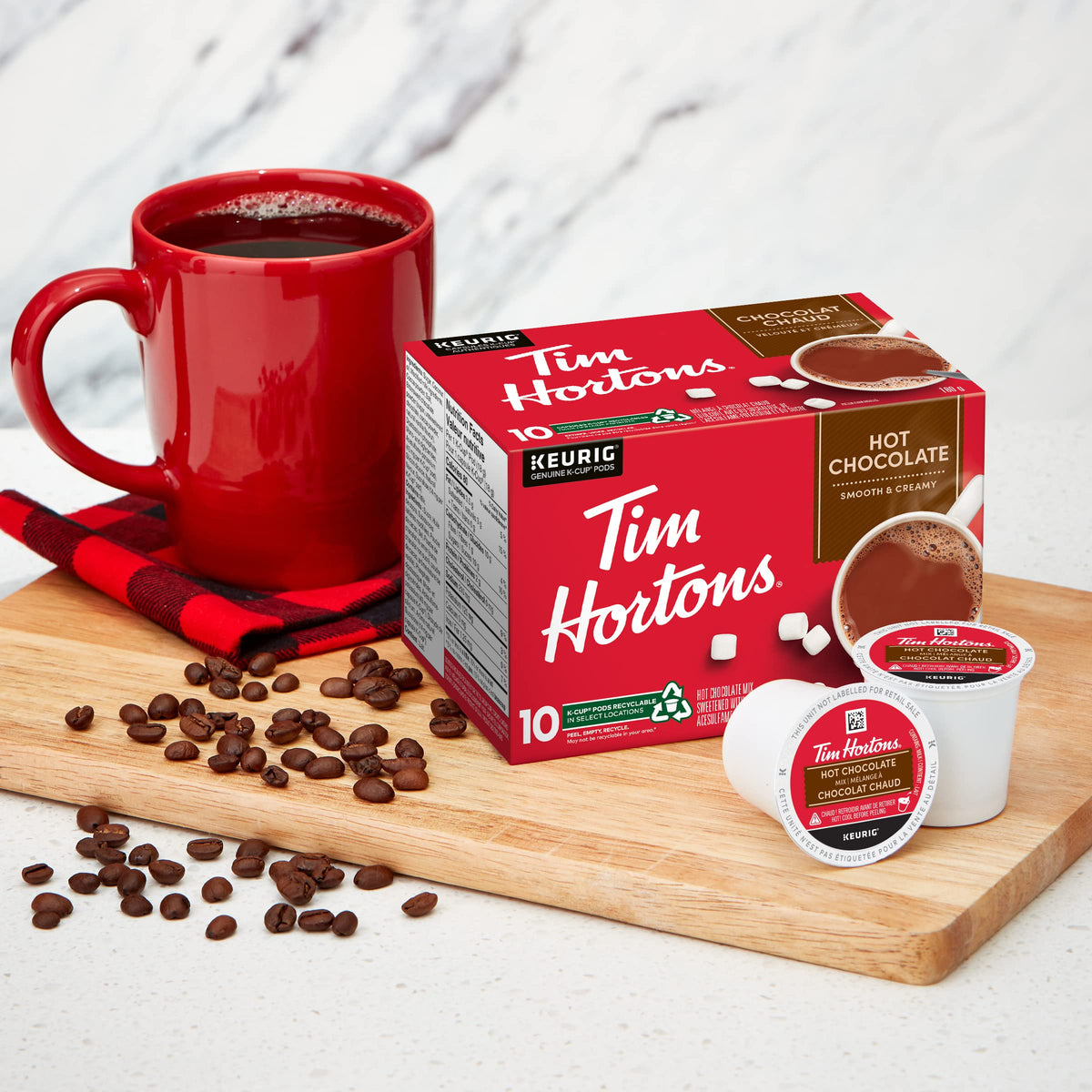 Tim Hortons Original Hot Chocolate K-Cup Pods, 10 Count, Single Serve, Model 6320911300