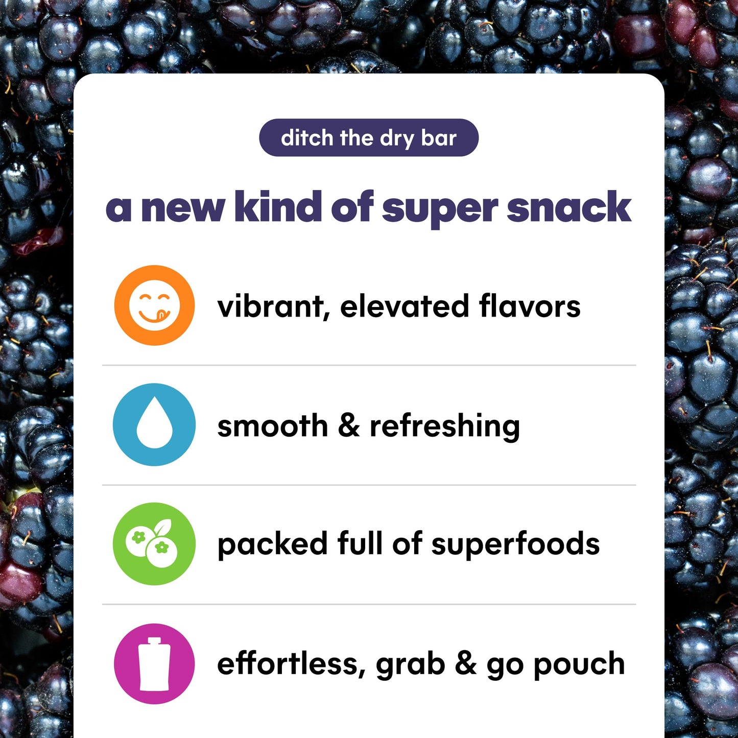 Noka Superfood Fruit Smoothie Pouches, Blackberry Vanilla, Healthy Snacks with Flax Seed, Plant Protein and Prebiotic Fiber, Veg