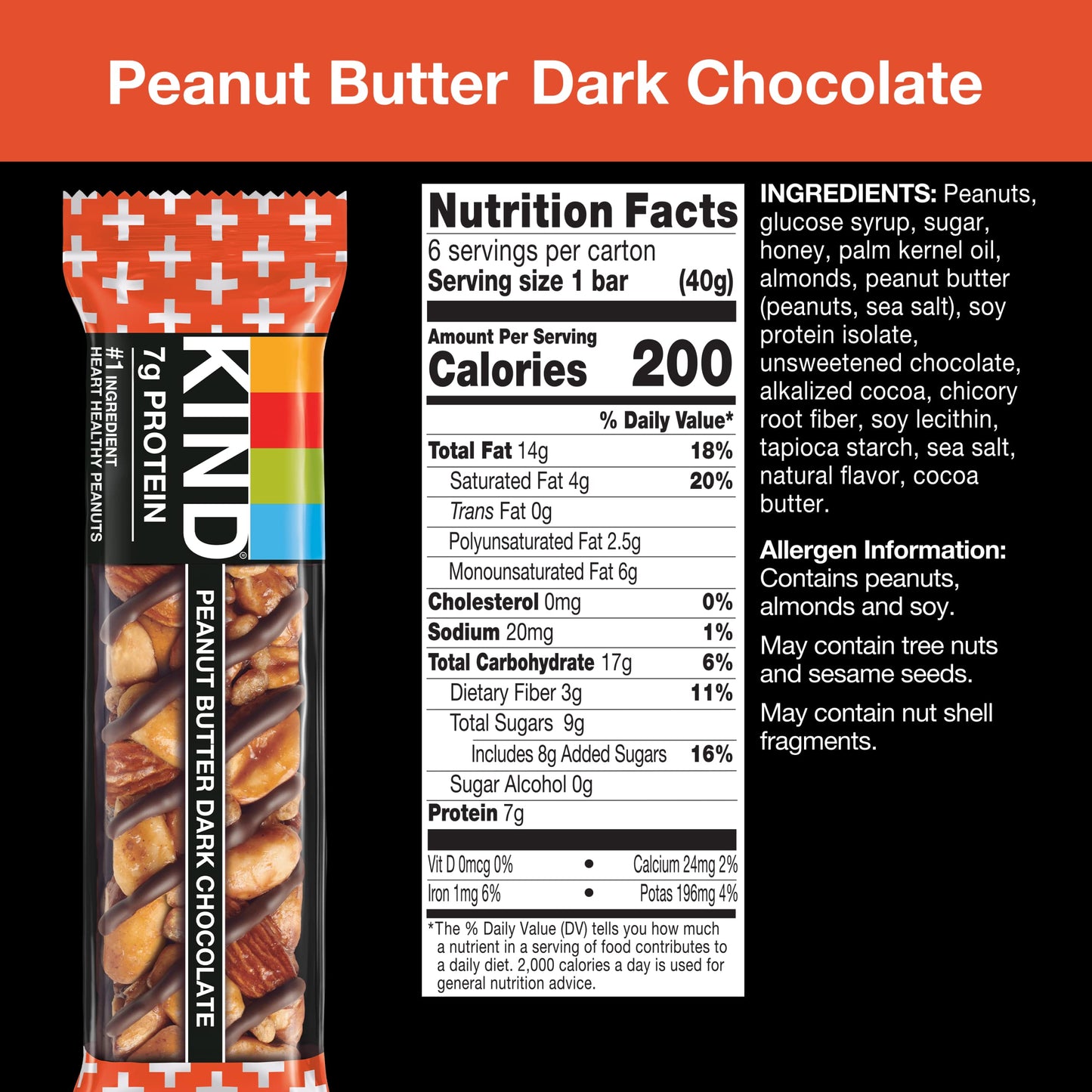 KIND PBTR DARK CHOCOLATE ( 10 X 6 OZ   )