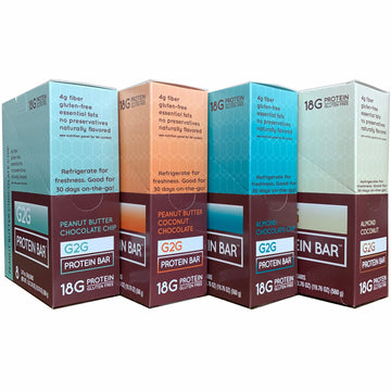 G2G Bar, 4 Pack, Peanut Butter Choc Chip, Peanut Butter Coconut, Almond Coconut, Almond Chocolate Chip, 32 Count (4 Packs of 8 C