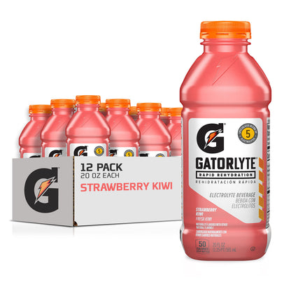 Gatorlyte Rapid Rehydration Electrolyte Drink, Strawberry Kiwi, Specialized Blend of 5 Electrolytes, Lower Sugar, No Artificial 