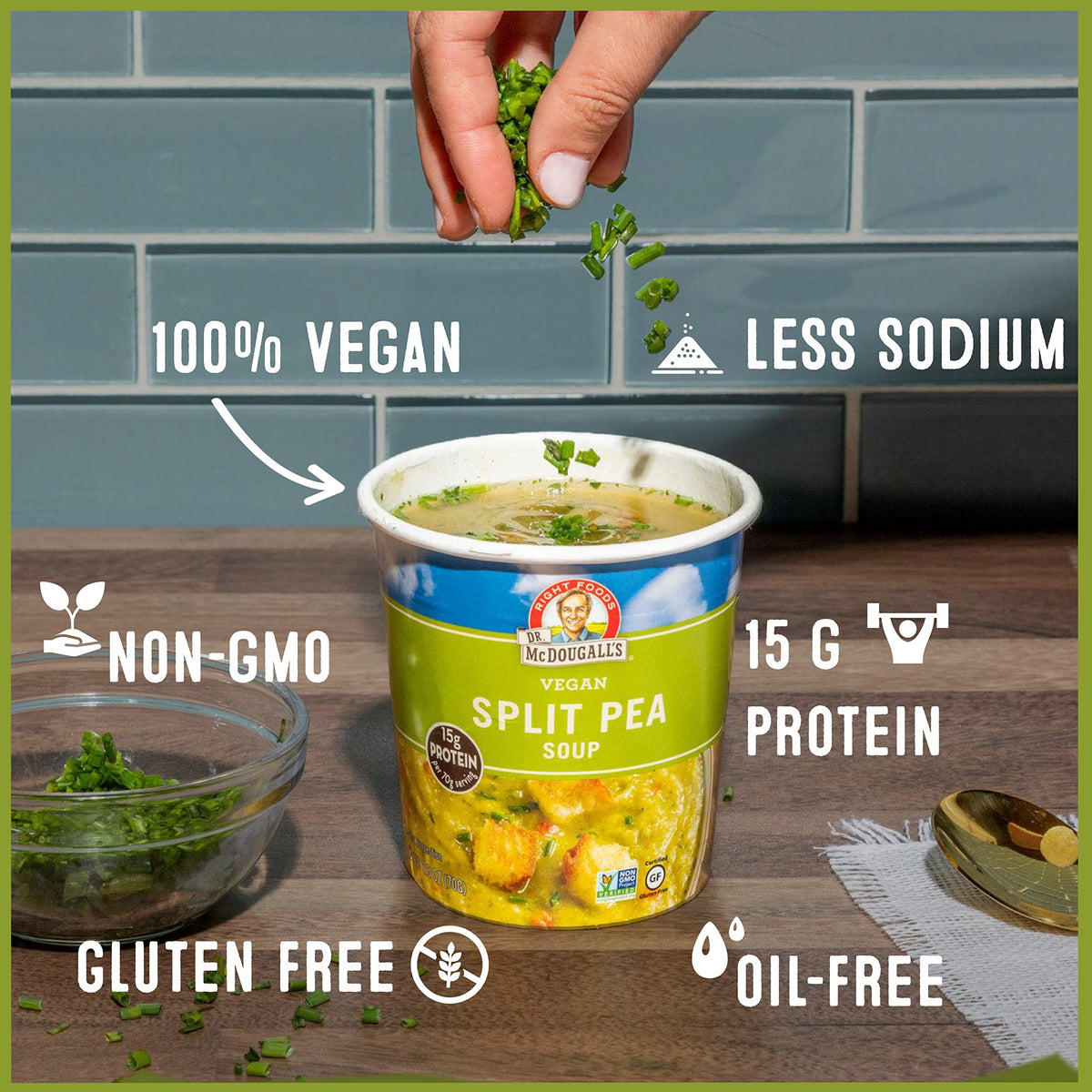 Dr. McDougall s Vegan Split Pea Soup - Gluten Free - Ramen Noodles - Instant Ramen Noodle Cups - Low Sodium Ramen - Non-GMO - V