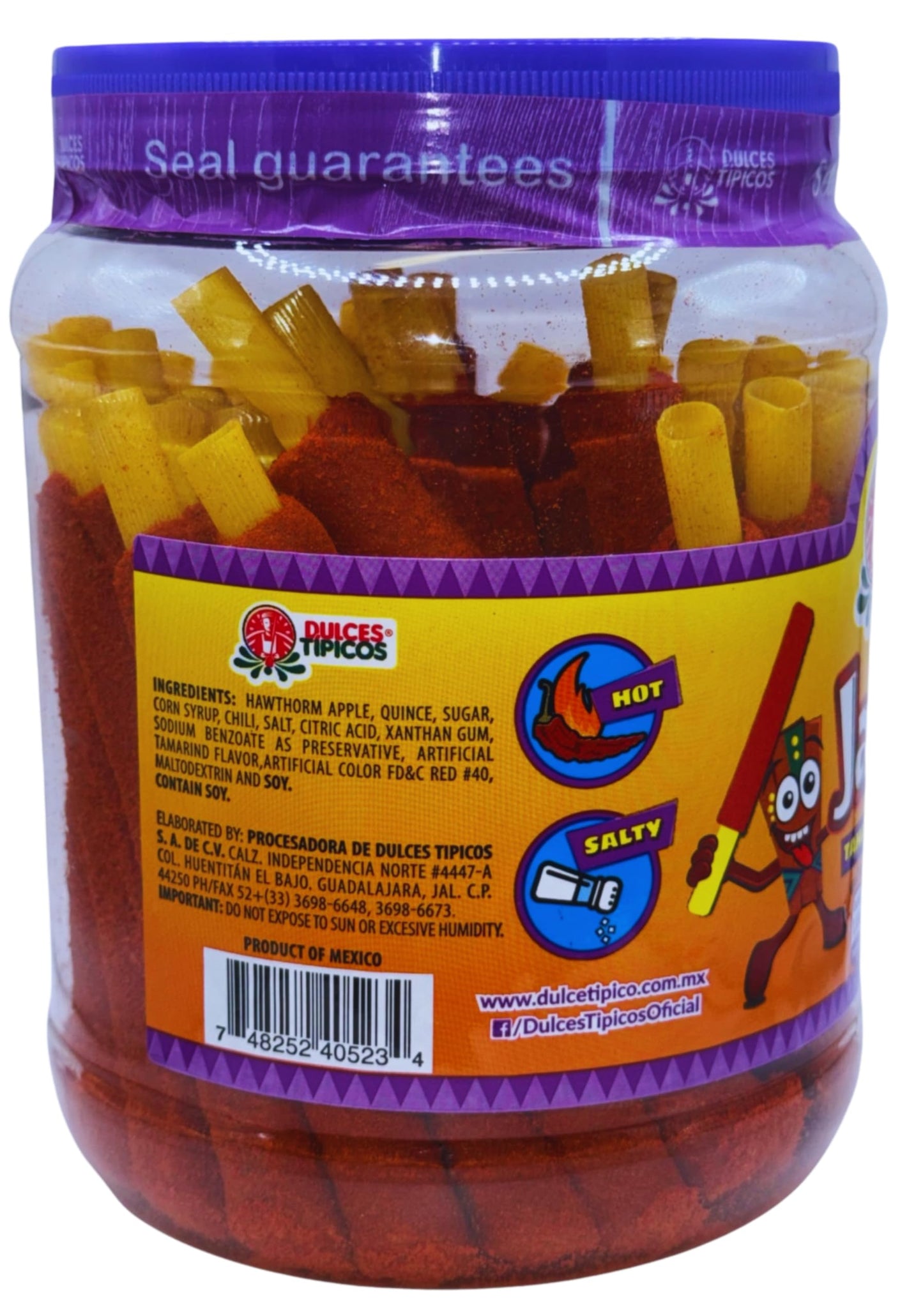 Dulces Tipicos Jabalina Tamarind Flavor Candy - 40 Pieces - 1 lb - Mexican Sweets - Red