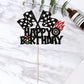 1 Pcs Race Car Happy Birthday Cake Topper Glitter Traffic Light Trophy Flag Wheel Racing Car Cake Pick For Let'S Go Racing Theme