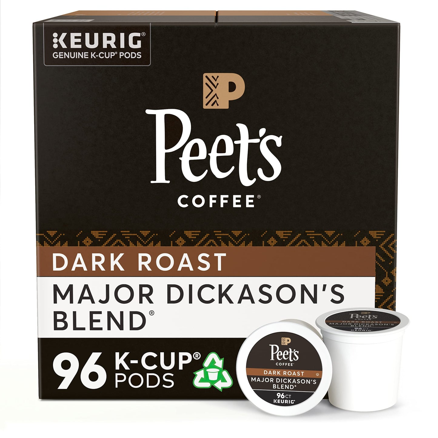 Peets Coffee Dark Roast K-Cup Pods, Major Dickasons Blend, 24 Count (Pack of 4)