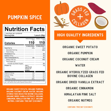 Serenity Kids 6+ Months Dairy-Free Smoothie Baby Food - USDA Organic Grass-Fed Collagen & Pumpkin Protein - 3.5 Oz BPA-Free Cans