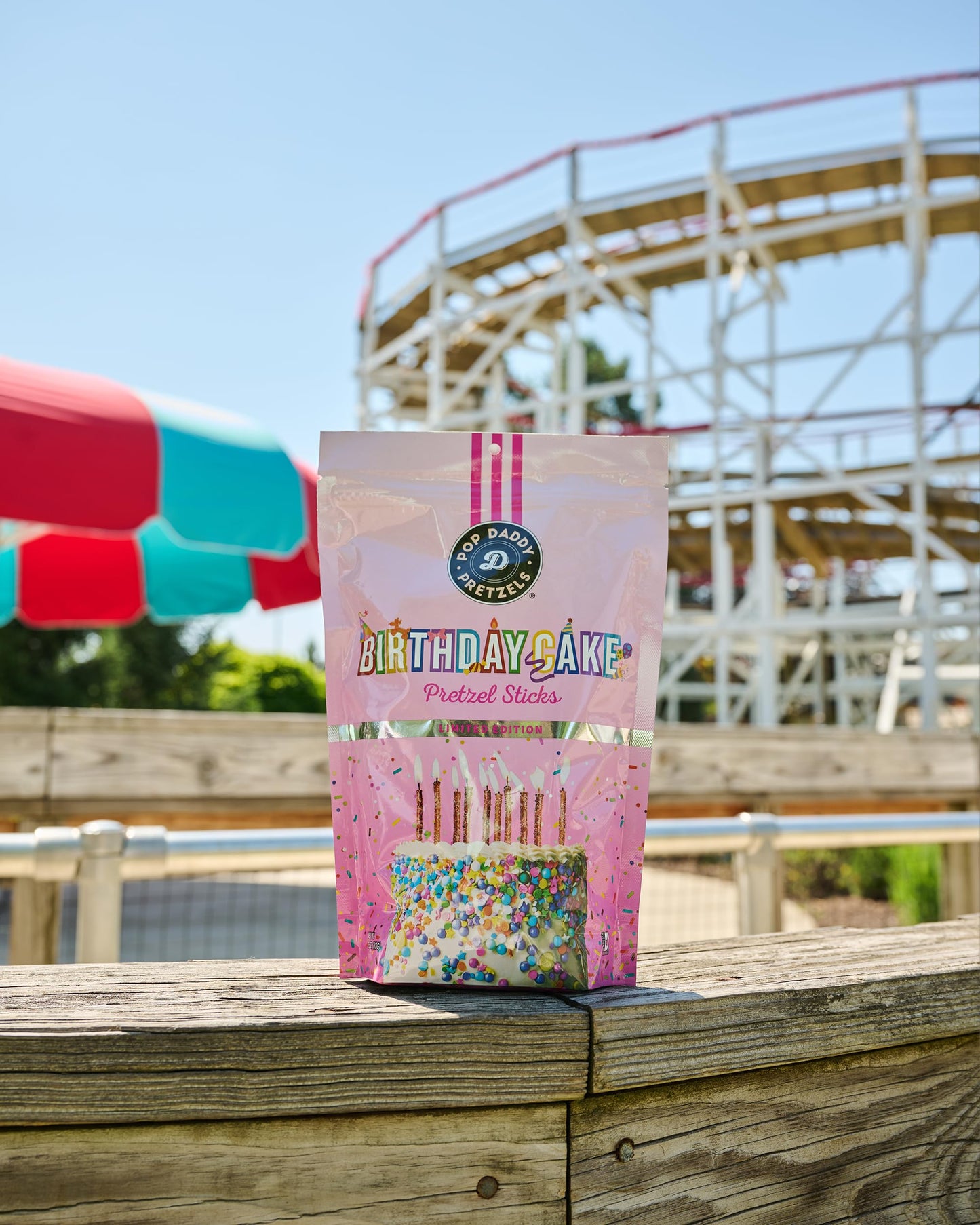 POP DADDY Gourmet Pretzel Sticks, Birthday Cake Flavor, 7.5oz Individual Bags, 3 Pack