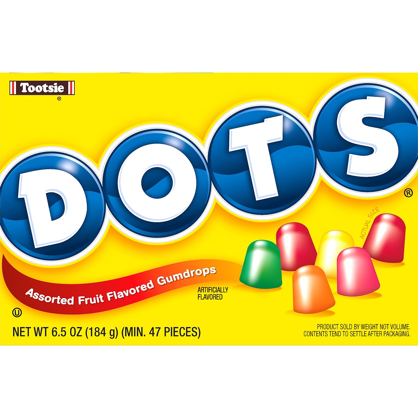 DOTS Assorted Fruit Flavored Gumdrops Candy, 6.5oz Theater Box, 4-Pack