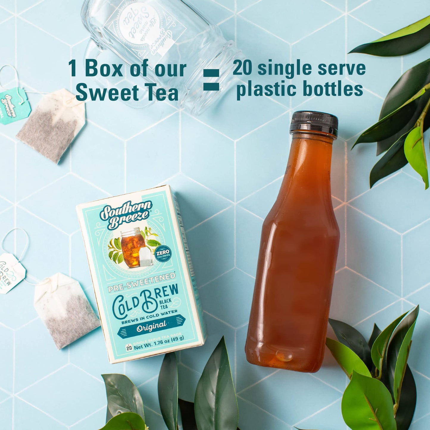 Southern Breeze Cold Brew Sweet Tea Watermelon Iced Tea With Black Tea And Zero Carbs Zero Sugar, 20 Individually Wrapped Tea Bags Southern Sweet Tea Iced Tea Beverage
