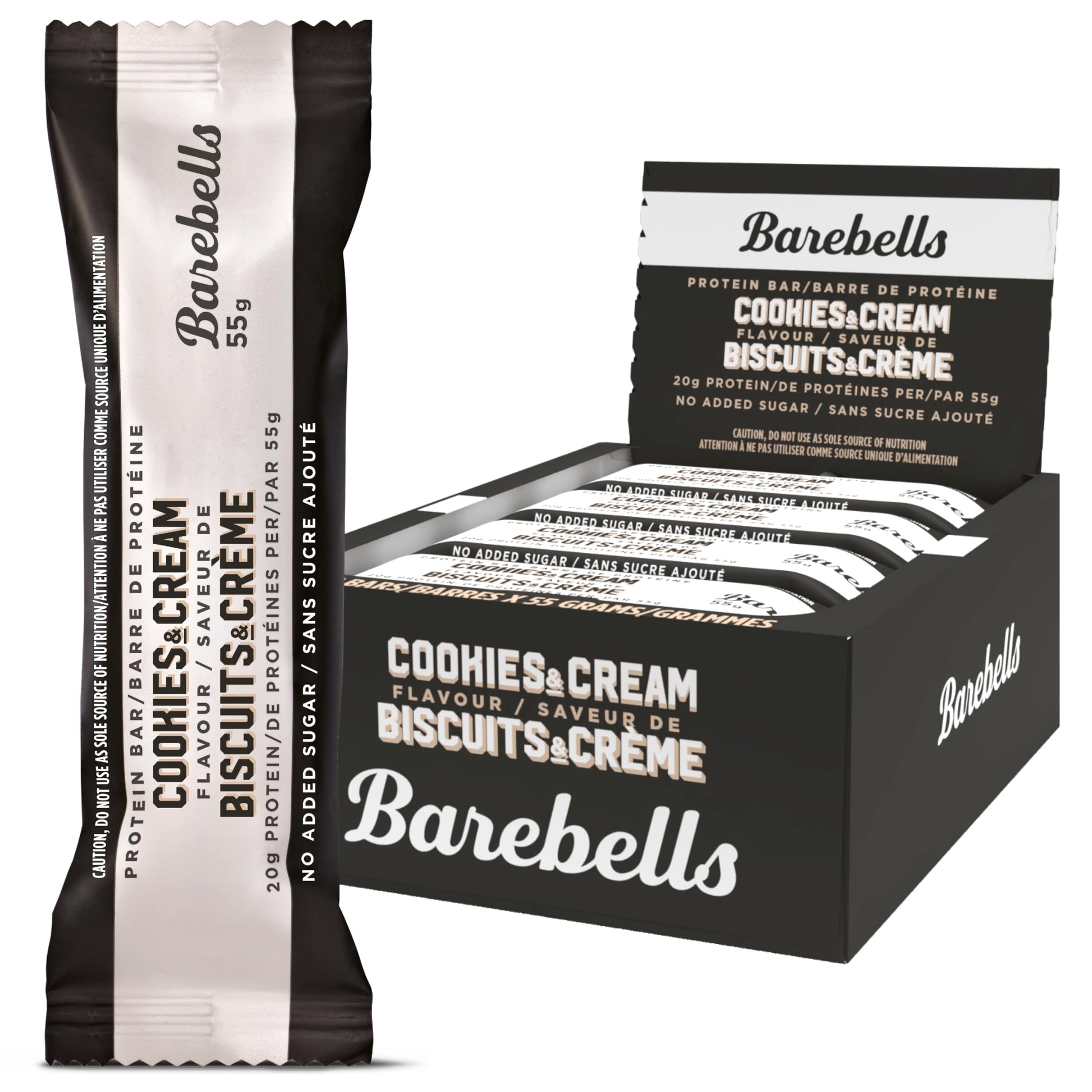 Barebells Protein Bars Cookies & Cream - 12 Count, Pack of 2 - Protein Snacks with 20g of High Protein - Chocolate Protein Bar w
