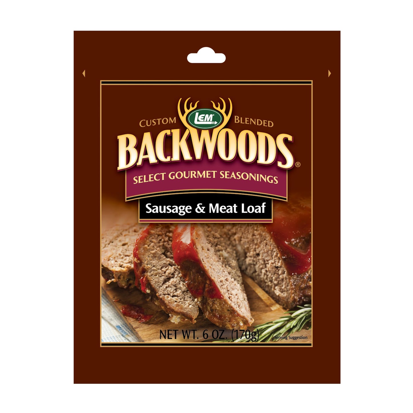 LEM Products Backwoods Sausage and Meatloaf Seasoning, Ideal for Wild Game and Domestic Meat, Seasons Up to 24 Pounds of Meat, 6