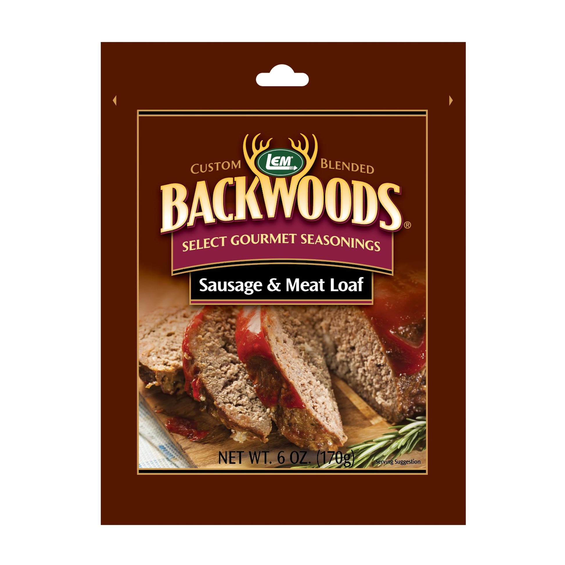 LEM Products Backwoods Sausage and Meatloaf Seasoning, Ideal for Wild Game and Domestic Meat, Seasons Up to 24 Pounds of Meat, 6