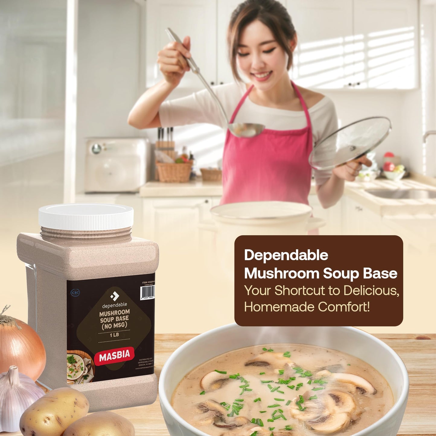 Dependable Food Mushroom Soup Base – Mushroom Flavor Consommé | 15 Oz. Resealable Jar | No Msg, Gluten-Free Kosher | Perfect For Soups, Stocks, And Broths