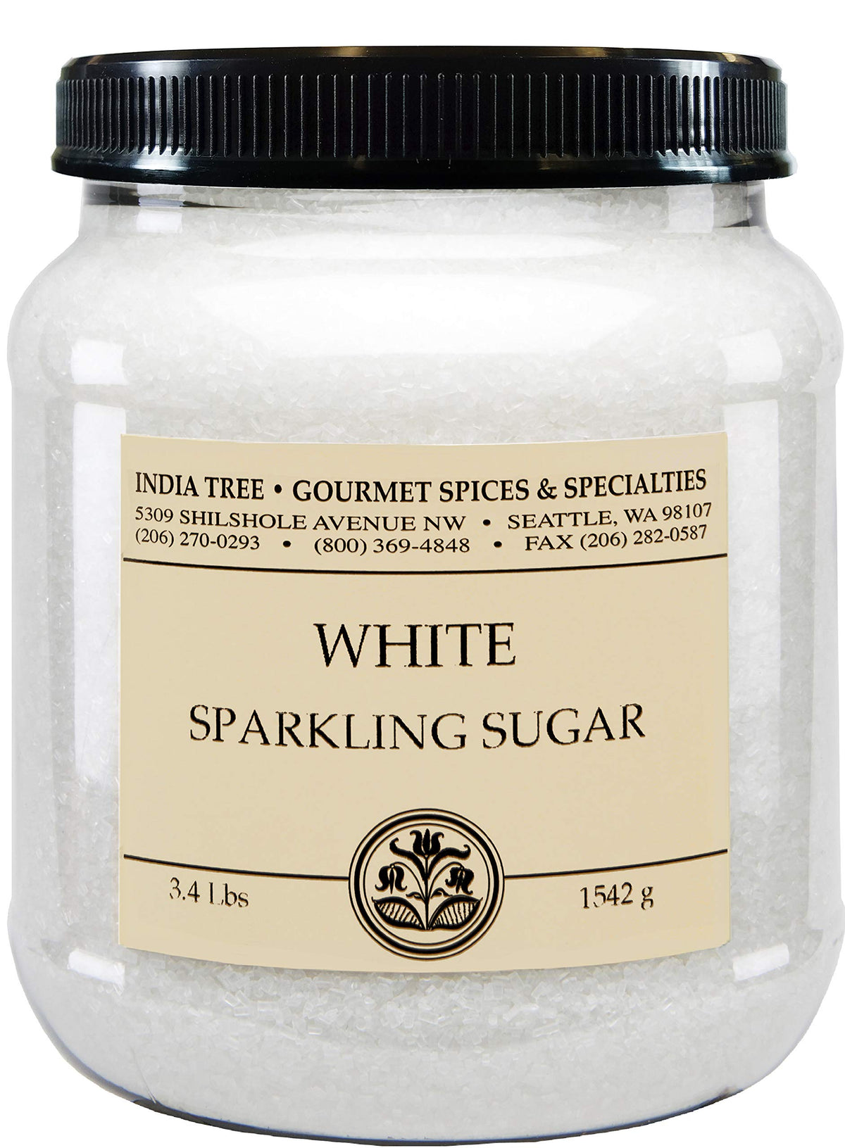India Tree Sparkling White Sugar Sprinkles, 3.4 Pound Jar, Shimmery Sugar for Baking and Decorating