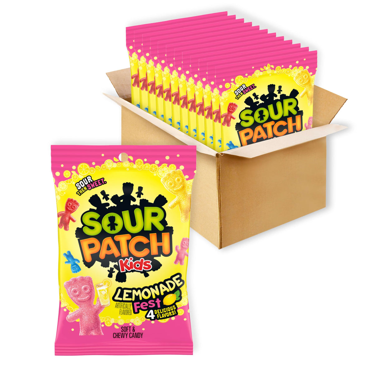 SOUR PATCH KIDS Lemonade Fest Soft & Chewy Gummy Candy, Bulk Candy, 12 - 8.02 oz Bags