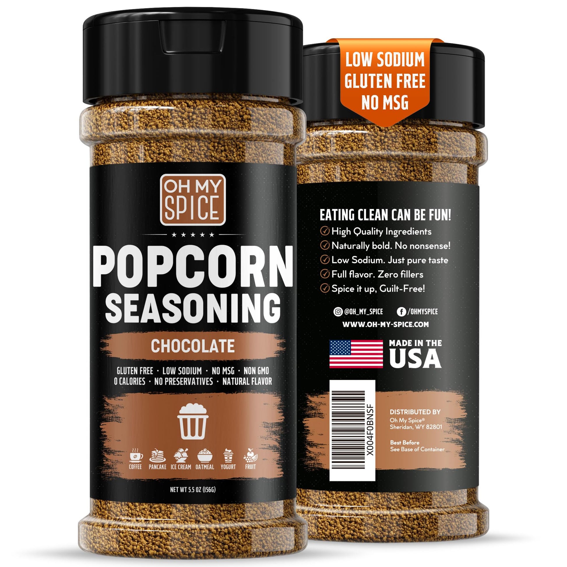 Popcorn Seasoning Chocolate Powder Mix - Gluten Free & Low Sodium Cocoa Powder Blend Popcorn Flavoring Seasoning. Healthy Movie Night Theater Pop Corn Toppings. Sweet Pop Corn Salt Seasonings. 5.5Oz
