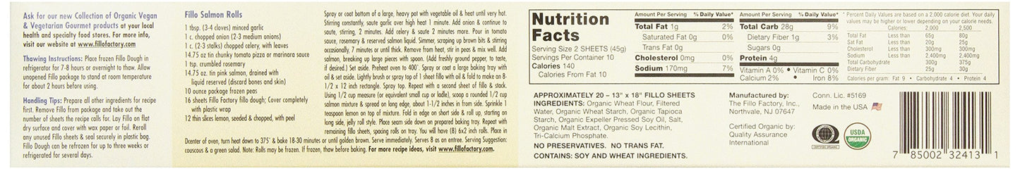 The Fillo Factory, Organic Fillo Dough, 16 Ounce