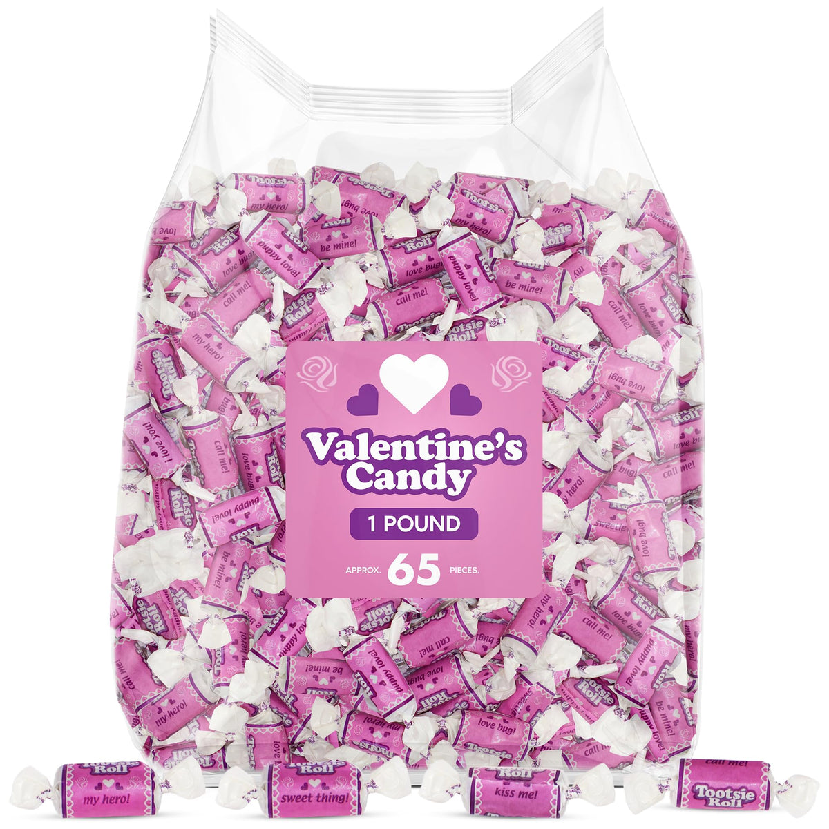 Toottsie Roll Midgees Valentine's Candy 1 Pound - Individually Wrapped Candy Original Flavor, With Fun Messages On Every Wrapper