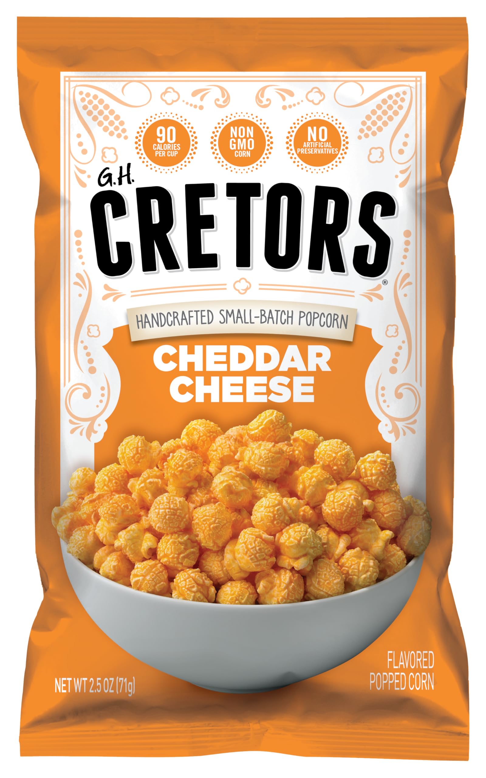 G.H. Cretors, Cheddar Cheese Flavor Popcorn Single Serving Bags (6 Pack - 2.5 Oz Each)
