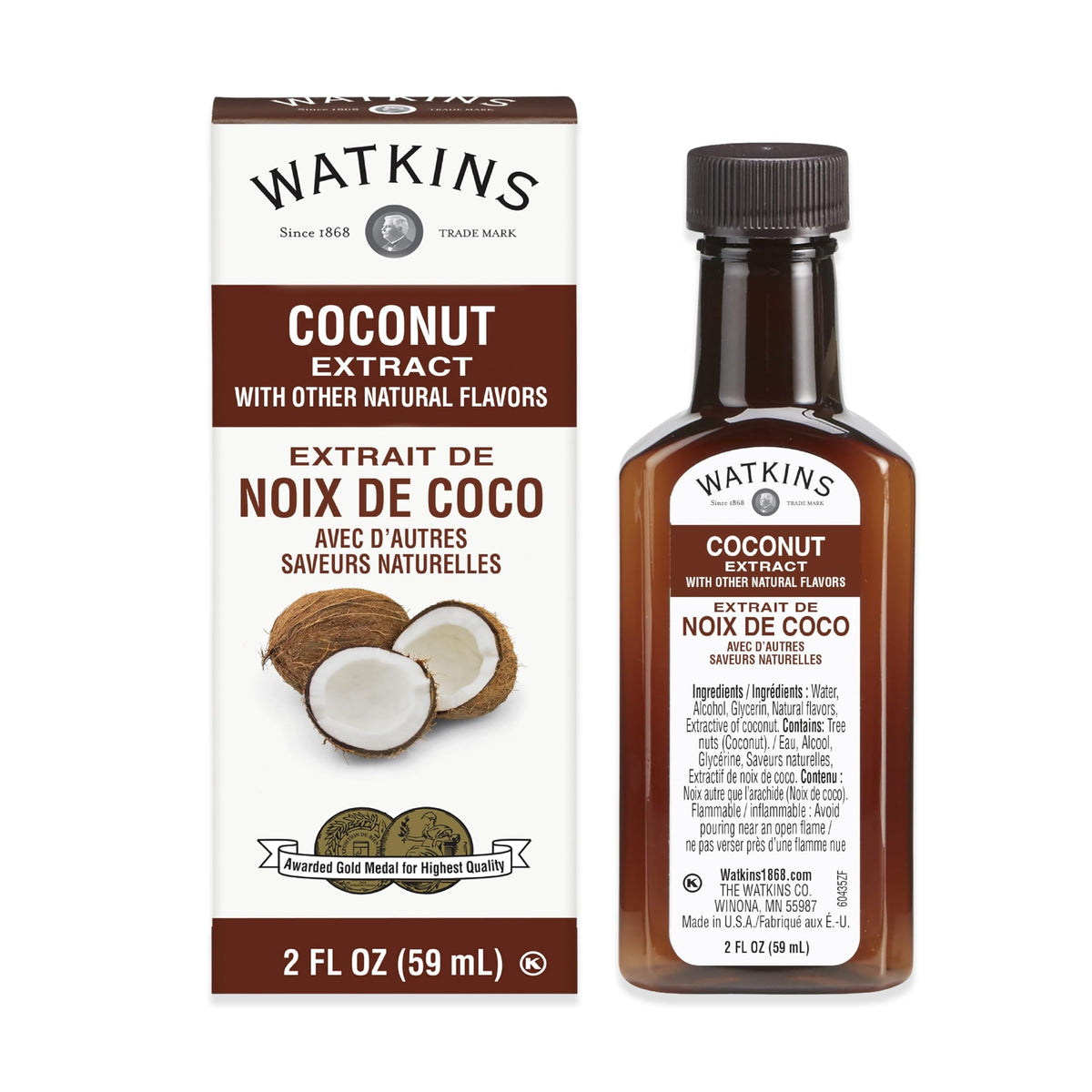 Watkins Coconut Extract with Other Natural Flavors, 2 oz. Bottles, Pack of 6 (Packaging May Vary)