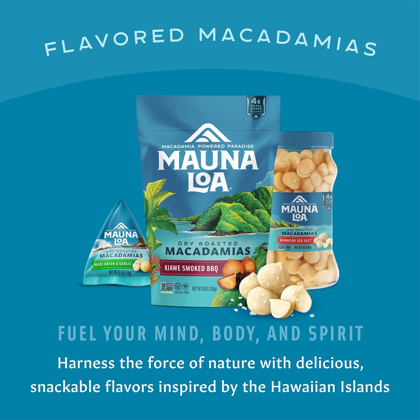 Mauna Loa Premium Hawaiian Roasted Macadamia Nuts, Hawaiian Sea Salt Flavor, 4 Oz Cup (Pack of 6)