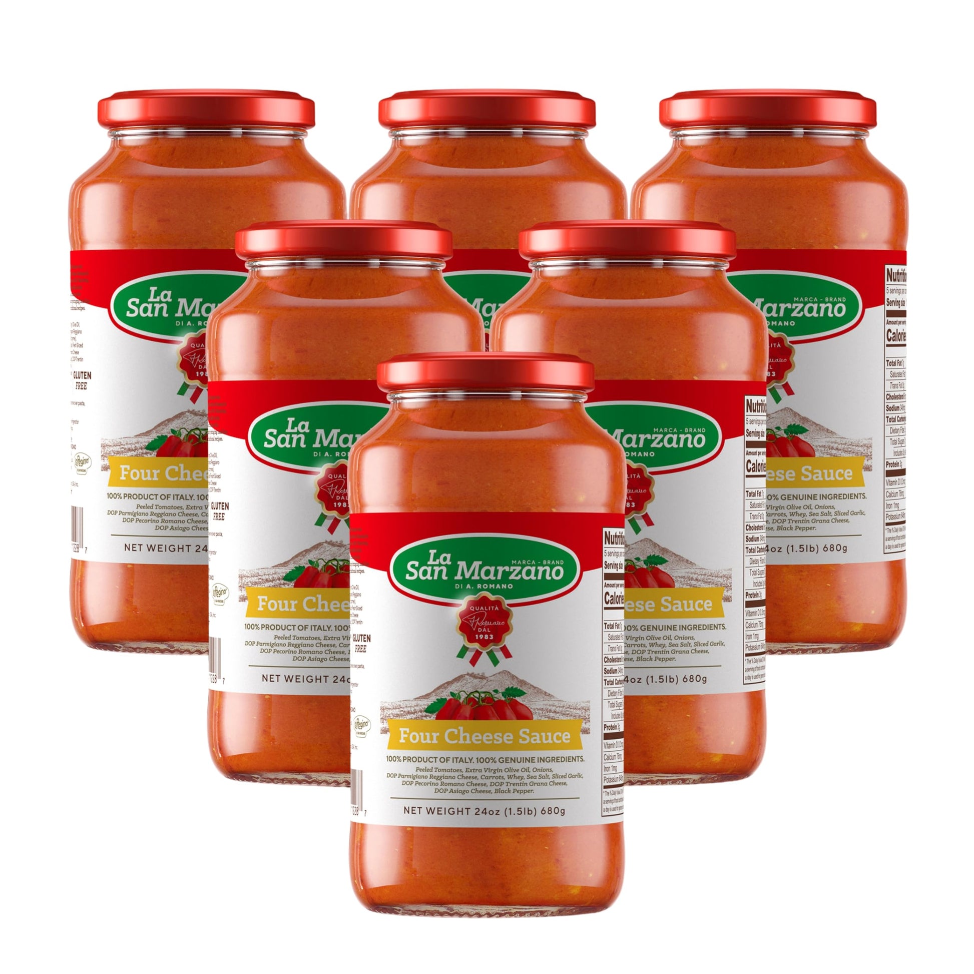 La San Marzano Four Cheese Pasta Sauce, 24 oz, All Natural, Gluten Free, Non-GMO