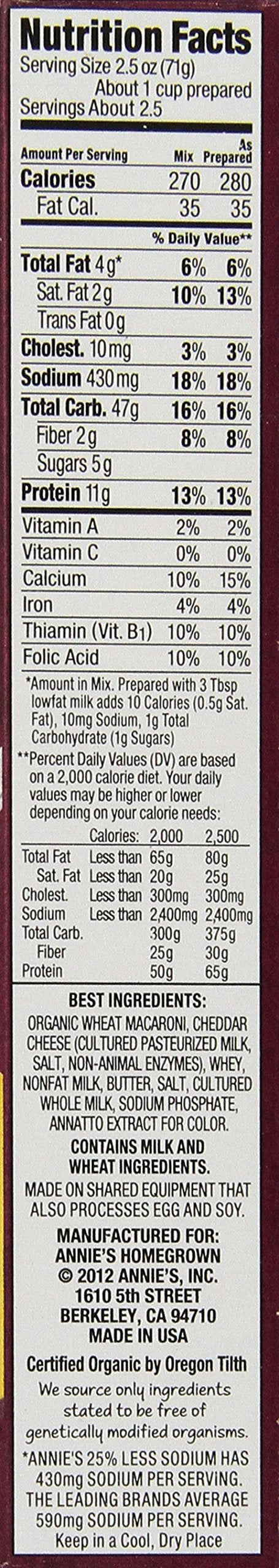 Annie 'S Homegrown Low Sodium Natural Mac And Cheese, 6-Ounces (Pack Of12)