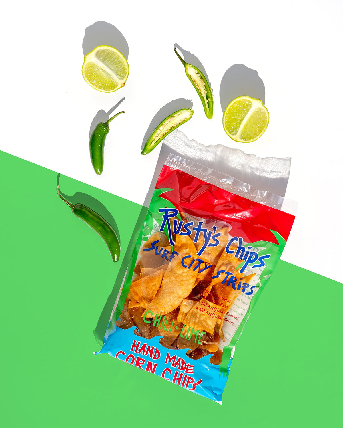 Rustys Chips Handmade Chili Lime Tortilla Chips, Gluten Free, Non-GMO, Vegan, 4 oz (Pack of 12)