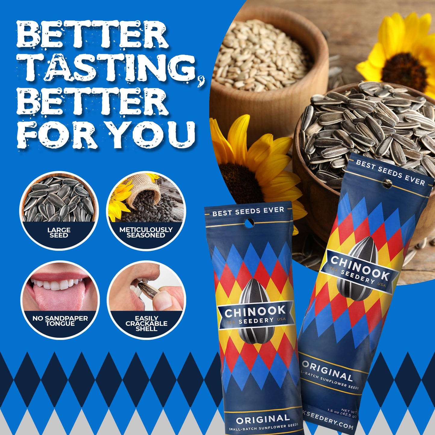 Chinook Seedery Roasted Sunflower Seeds to Eat - Jumbo Low Sodium Sunflower Seeds Keto Snacks - Adventure, Baseball, School Snac
