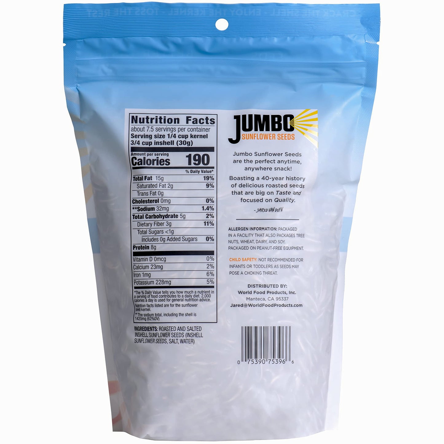 Jumbo Sunflower Seeds, Original, 16-Ounce (1 Pound (Pack Of 24))
