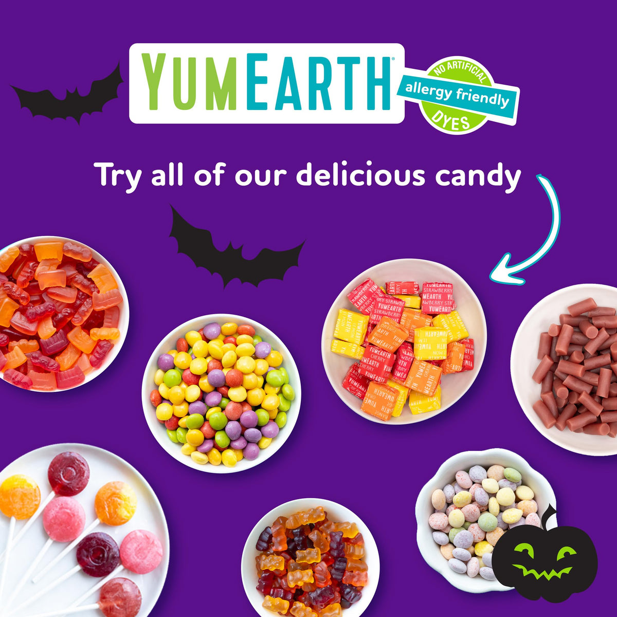 YumEarth Organic Halloween Sour Littles Chewy Candy - Allergy Friendly (Top 9 Free), No Artificial Dyes, Non GMO, Gluten Free, V