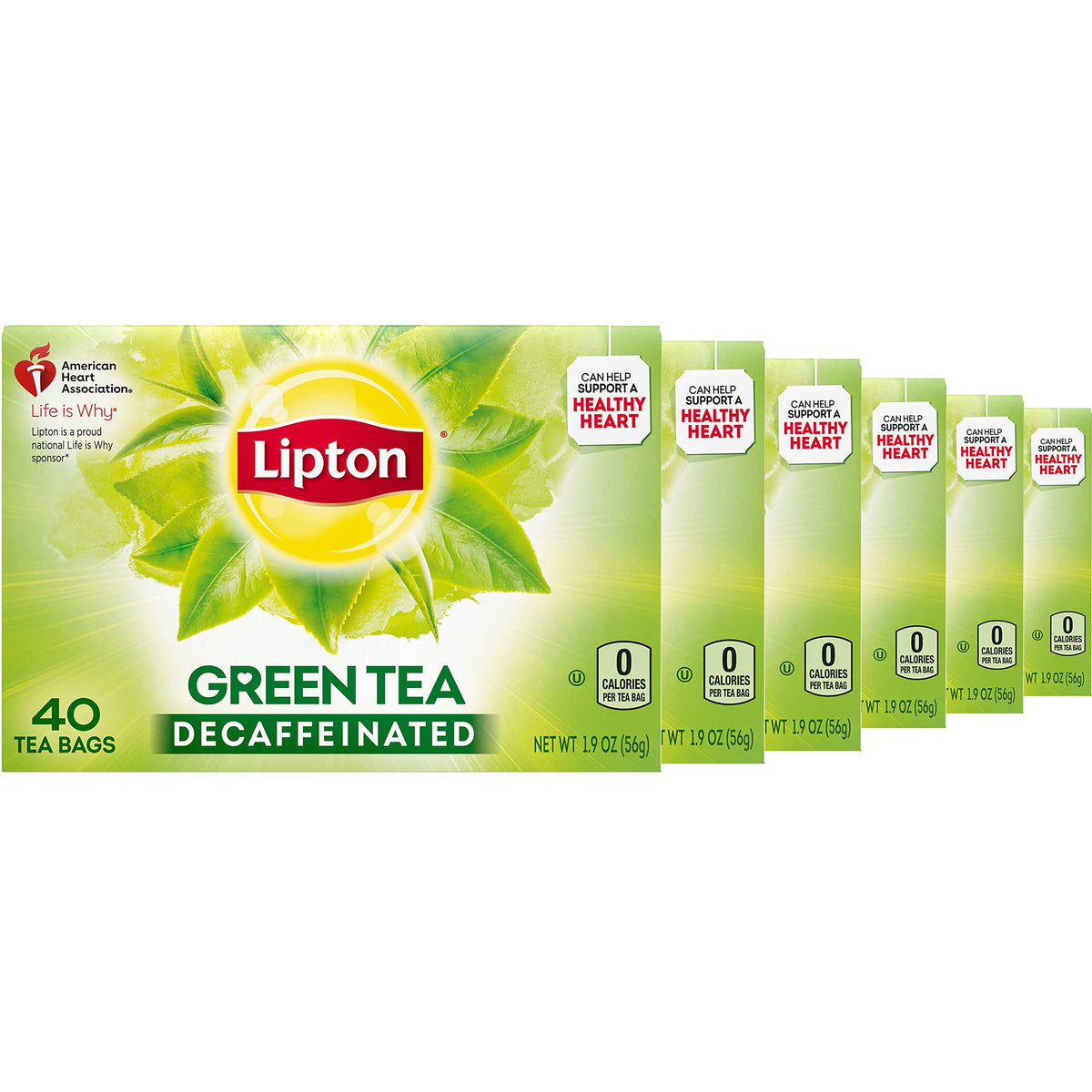 Lipton Decaffeinated Green Tea Bags, Unsweetened, 40 Count (Pack of 6), Model 84148465